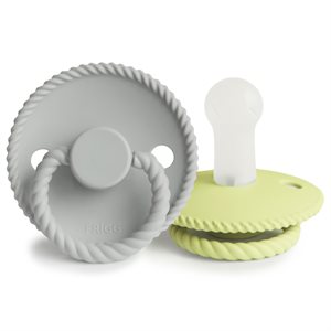 FRIGG Rope - Round Silicone 2-Pack Pacifiers - Silver Gray/Green Tea - Size 2